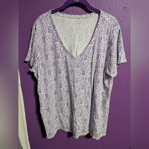 💜 Gap Favorite Favor White Red Blue Paisley Floral Graphic Tee XXL 1X 16 18